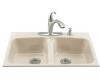 Kohler Brookfield K-5898-4-47 Almond Tile-In Kitchen Sink with Four-Hole Faucet Drilling