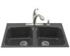 Kohler Brookfield K-5898-4-7 Black Black Tile-In Kitchen Sink with Four-Hole Faucet Drilling