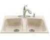 Kohler Brookfield K-5898-5-47 Almond Tile-In Kitchen Sink with Five-Hole Faucet Drilling