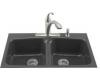 Kohler Brookfield K-5898-5-7 Black Black Tile-In Kitchen Sink with Five-Hole Faucet Drilling