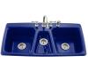 Kohler Trieste K-5914-4-30 Iron Cobalt Self-Rimming Kitchen Sink with Four-Hole Faucet Drilling