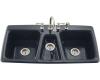 Kohler Trieste K-5914-4-52 Navy Self-Rimming Kitchen Sink with Four-Hole Faucet Drilling