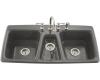 Kohler Trieste K-5914-4-58 Thunder Grey Self-Rimming Kitchen Sink with Four-Hole Faucet Drilling
