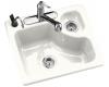 Kohler Urbanite K-5918-3-0 White Self-Rimming Kitchen Sink with Three-Hole Faucet Drilling