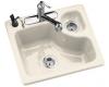 Kohler Urbanite K-5918-3-47 Almond Self-Rimming Kitchen Sink with Three-Hole Faucet Drilling