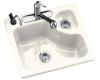 Kohler Urbanite K-5918-3-96 Biscuit Self-Rimming Kitchen Sink with Three-Hole Faucet Drilling