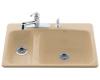 Kohler Lakefield K-5924-2-33 Mexican Sand Self-Rimming Kitchen Sink with Two-Hole Faucet Drilling