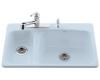 Kohler Lakefield K-5924-2-6 Skylight Self-Rimming Kitchen Sink with Two-Hole Faucet Drilling