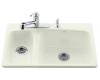 Kohler Lakefield K-5924-2-NG Tea Green Self-Rimming Kitchen Sink with Two-Hole Faucet Drilling