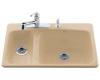 Kohler Lakefield K-5924-3-33 Mexican Sand Self-Rimming Kitchen Sink with Three-Hole Faucet Drilling