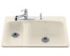 Kohler Lakefield K-5924-5-47 Almond Self-Rimming Kitchen Sink with Five-Hole Faucet Drilling