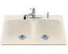 Kohler Brookfield K-5942-2-47 Almond Self-Rimming Kitchen Sink with Two-Hole Faucet Drilling