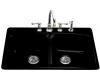 Kohler Brookfield K-5942-2-7 Black Black Self-Rimming Kitchen Sink with Two-Hole Faucet Drilling