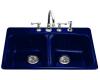 Kohler Brookfield K-5942-3-30 Iron Cobalt Self-Rimming Kitchen Sink with Three-Hole Faucet Drilling