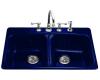 Kohler Brookfield K-5942-4-30 Iron Cobalt Self-Rimming Kitchen Sink with Four-Hole Faucet Drilling