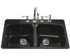 Kohler Brookfield K-5942-4-58 Thunder Grey Self-Rimming Kitchen Sink with Four-Hole Faucet Drilling