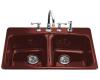 Kohler Brookfield K-5942-4-R1 Roussillon Red Self-Rimming Kitchen Sink with Four-Hole Faucet Drilling