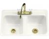 Kohler Delafield K-5950-3-0 White Tile-In/Metal Frame Kitchen Sink with Three-Hole Faucet Drilling