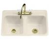 Kohler Delafield K-5950-3-47 Almond Tile-In/Metal Frame Kitchen Sink with Three-Hole Faucet Drilling