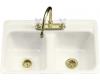 Kohler Delafield K-5950-3-96 Biscuit Tile-In/Metal Frame Kitchen Sink with Three-Hole Faucet Drilling