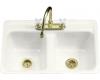 Kohler Delafield K-5950-5-0 White Tile-In/Metal Frame Kitchen Sink with Five-Hole Centers