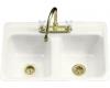 Kohler Delafield K-5950-5-0 White Tile-In/Metal Frame Kitchen Sink with Five-Hole Centers