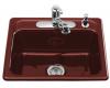 Kohler Mayfield K-5964-1-R1 Roussillon Red Self-Rimming Kitchen Sink with Single-Hole Faucet Drilling
