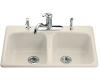 Kohler Brookfield K-5981-2-47 Almond Self-Rimming Kitchen Sink with Two-Hole Faucet Drilling