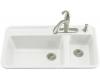 Kohler Galleon K-5982-4-0 White Self-Rimming Kitchen Sink with Four-Hole Faucet Drilling