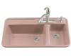 Kohler Galleon K-5982-4-45 Wild Rose Self-Rimming Kitchen Sink with Four-Hole Faucet Drilling