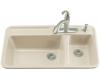 Kohler Galleon K-5982-4-47 Almond Self-Rimming Kitchen Sink with Four-Hole Faucet Drilling