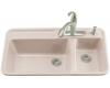 Kohler Galleon K-5982-4-55 Innocent Blush Self-Rimming Kitchen Sink with Four-Hole Faucet Drilling
