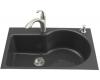 Kohler Entree K-5986-2-7 Black Black Tile-In Kitchen Sink with Two-Hole Faucet Drilling