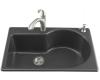 Kohler Entree K-5988-2-7 Black Black Self-Rimming Kitchen Sink with Two-Hole Faucet Drilling