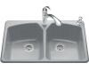 Kohler Tanager K-6491-2L-FT Basalt Self-Rimming Kitchen Sink with Single-Hole Faucet Drilling and One Left Accessory Hole
