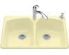 Kohler Tanager K-6491-2L-Y2 Sunlight Self-Rimming Kitchen Sink with Single-Hole Faucet Drilling and One Left Accessory Hole