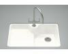Kohler Carrizo K-6495-1U-0 White Undercounter Kitchen Sink with Single-Hole Faucet Drilling and Installation Kit
