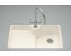 Kohler Carrizo K-6495-1U-47 Almond Undercounter Kitchen Sink with Single-Hole Faucet Drilling and Installation Kit