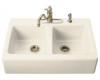 Kohler Hawthorne K-6534-3-47 Almond Tile-In Kitchen Sink with Three-Hole Faucet Drilling and Apron-Front