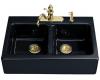 Kohler Hawthorne K-6534-3-52 Navy Tile-In Kitchen Sink with Three-Hole Faucet Drilling and Apron-Front
