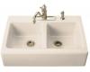 Kohler Hawthorne K-6534-3-55 Innocent Blush Tile-In Kitchen Sink with Three-Hole Faucet Drilling and Apron-Front