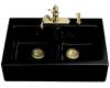 Kohler Hawthorne K-6534-4-7 Black Black Tile-In Kitchen Sink with Four-Hole Faucet Drilling and Apron-Front