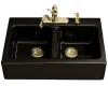 Kohler Hawthorne K-6534-4-KA Black 'n Tan Tile-In Kitchen Sink with Four-Hole Faucet Drilling and Apron-Front