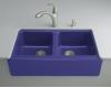 Kohler Hawthorne K-6534-4U-30 Iron Cobalt Undercounter Kitchen Sink with Four-Hole Oversized Centers and Apron-Front