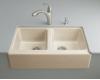 Kohler Hawthorne K-6534-4U-47 Almond Undercounter Kitchen Sink with Four-Hole Oversized Centers and Apron-Front