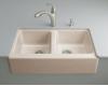 Kohler Hawthorne K-6534-4U-55 Innocent Blush Undercounter Kitchen Sink with Four-Hole Oversized Centers and Apron-Front