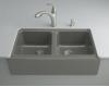 Kohler Hawthorne K-6534-4U-58 Thunder Grey Undercounter Kitchen Sink with Four-Hole Oversized Centers and Apron-Front