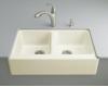 Kohler Hawthorne K-6534-4U-96 Biscuit Undercounter Kitchen Sink with Four-Hole Oversized Centers and Apron-Front