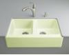 Kohler Hawthorne K-6534-4U-NG Tea Green Undercounter Kitchen Sink with Four-Hole Oversized Centers and Apron-Front