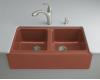 Kohler Hawthorne K-6534-4U-R1 Roussillon Red Undercounter Kitchen Sink with Four-Hole Oversized Centers and Apron-Front